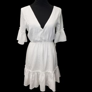 Lulu's Sunshine Daydream White Short Sleeve Cutout Mini Dress Size XS